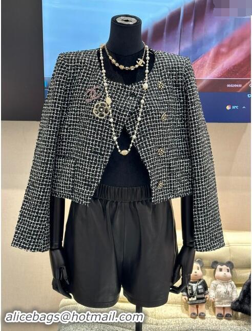 Famous Brand Discount Chanel Tweed Jacket M91104 Black 2024