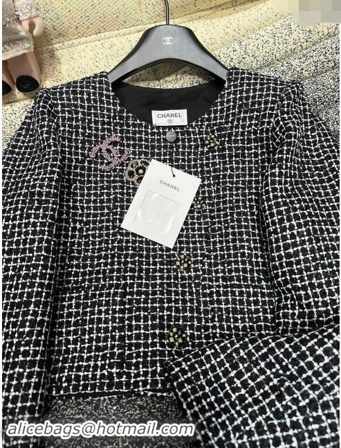 Famous Brand Discount Chanel Tweed Jacket M91104 Black 2024