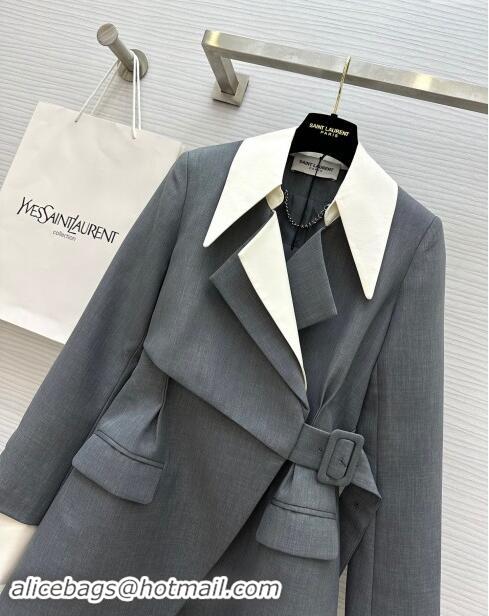 Most Popular Saint Laurent Jacket Dress S82411 Grey 2024