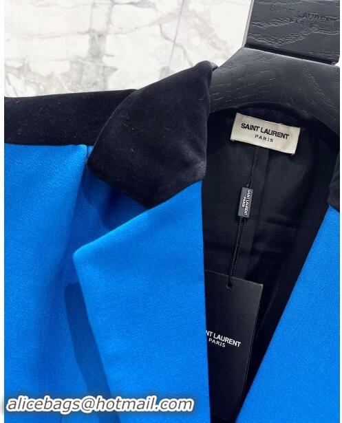 Luxury Discount Saint Laurent Jacket S82717 Blue/Black 2024