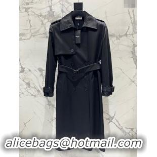 Top Grade Saint Laurent Trench Coat S91910 Black 2024