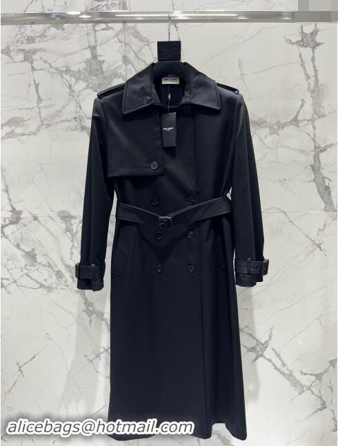 Top Grade Saint Laurent Trench Coat S91910 Black 2024