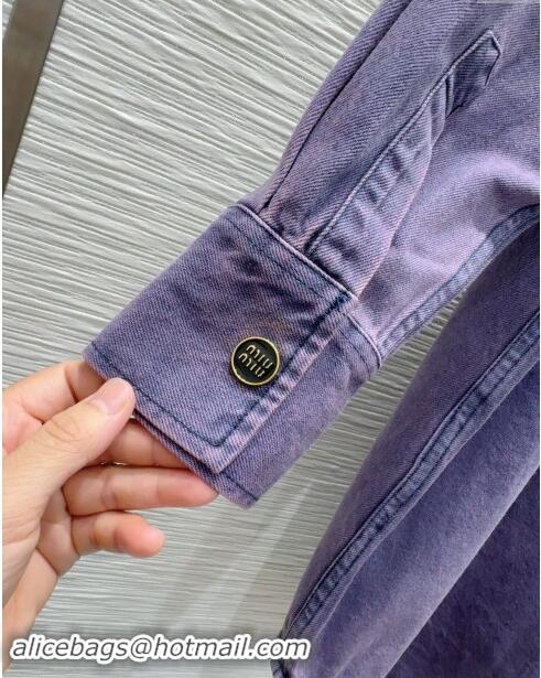 Market Sells Promotional Miu Miu Denim Shirt M83003 Purple 2024