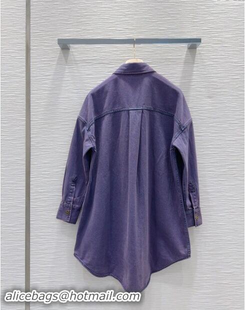 Market Sells Promotional Miu Miu Denim Shirt M83003 Purple 2024