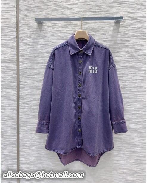 Market Sells Promotional Miu Miu Denim Shirt M83003 Purple 2024