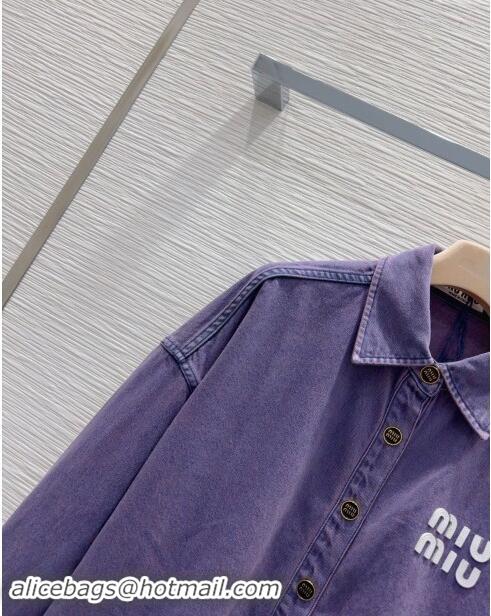 Market Sells Promotional Miu Miu Denim Shirt M83003 Purple 2024