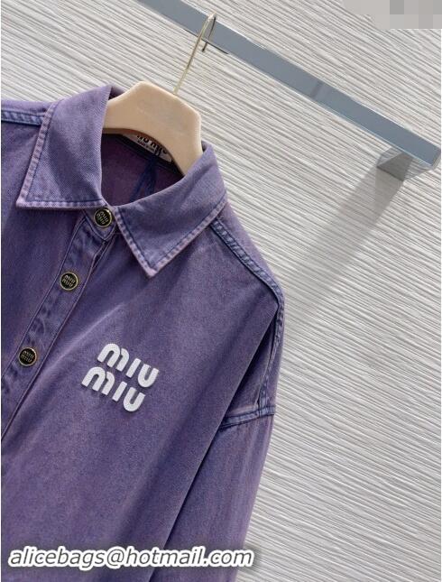 Market Sells Promotional Miu Miu Denim Shirt M83003 Purple 2024