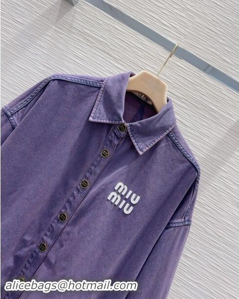 Market Sells Promotional Miu Miu Denim Shirt M83003 Purple 2024