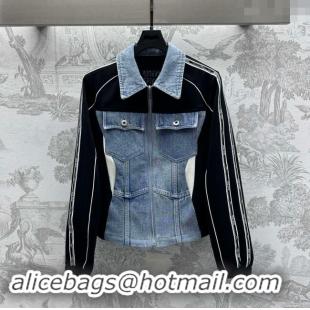 Promotional Miu Miu Denim Jacket M90418 Black/Blue 2024