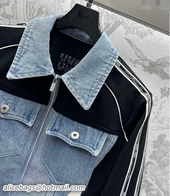 Promotional Miu Miu Denim Jacket M90418 Black/Blue 2024