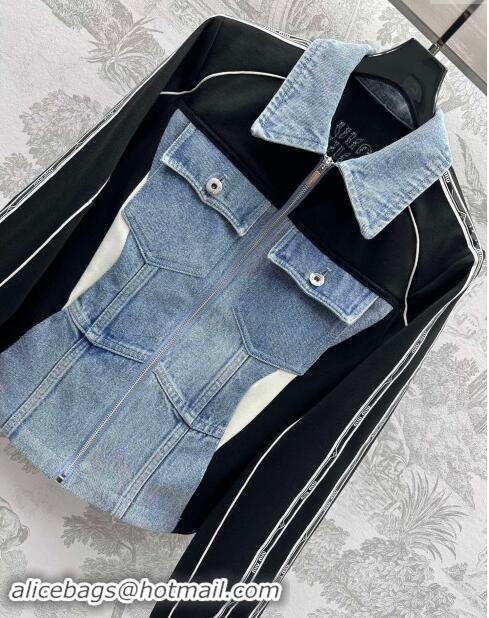 Promotional Miu Miu Denim Jacket M90418 Black/Blue 2024