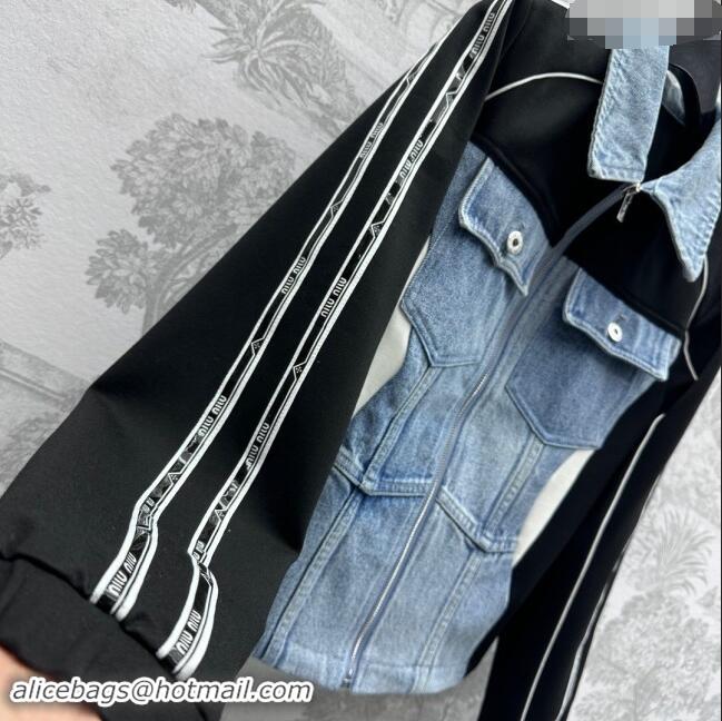 Promotional Miu Miu Denim Jacket M90418 Black/Blue 2024