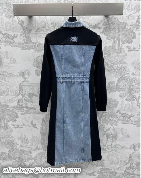 Unique Discount Miu Miu Denim Dress M90422 Black/Blue 2024