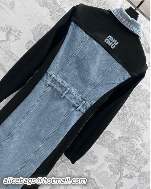 Unique Discount Miu Miu Denim Dress M90422 Black/Blue 2024