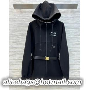 Low Cost Miu Miu Jacket with Belt M91001 Black 2024