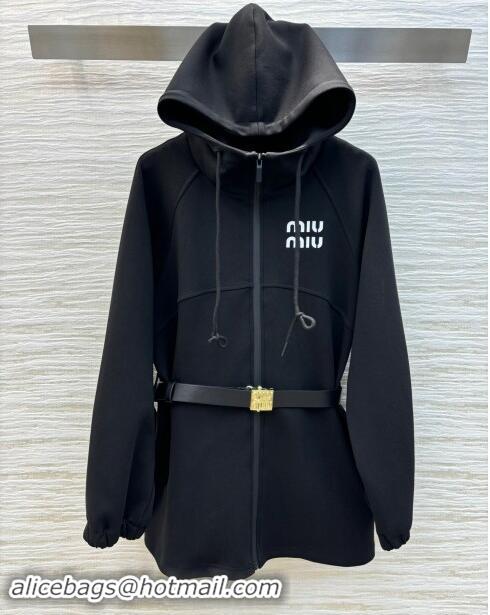 Low Cost Miu Miu Jacket with Belt M91001 Black 2024