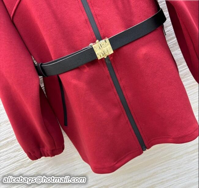 Well Crafted Miu Miu Jacket with Belt Burgundy M91002 Burgundy 2024