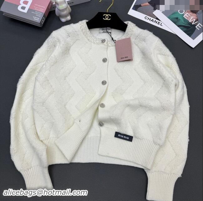 ​Top Grade Miu Miu Wool Cardigan M91901 White 2024