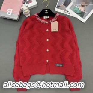 Luxury Discount Miu Miu Wool Cardigan M91903 Red 2024