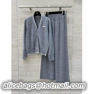 Reasonable Price Miu Miu Wool Cardigan and Pants M92307 Grey 2024