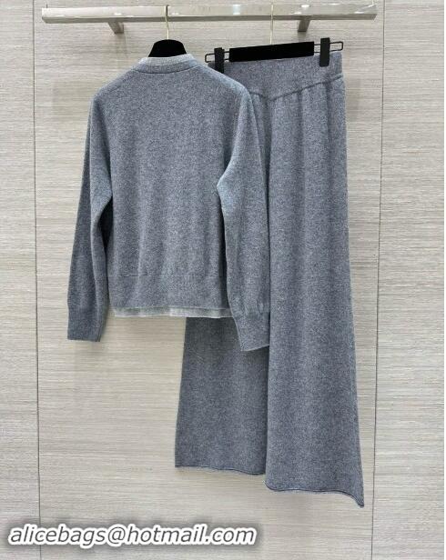 Reasonable Price Miu Miu Wool Cardigan and Pants M92307 Grey 2024