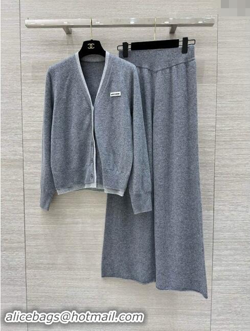 Reasonable Price Miu Miu Wool Cardigan and Pants M92307 Grey 2024