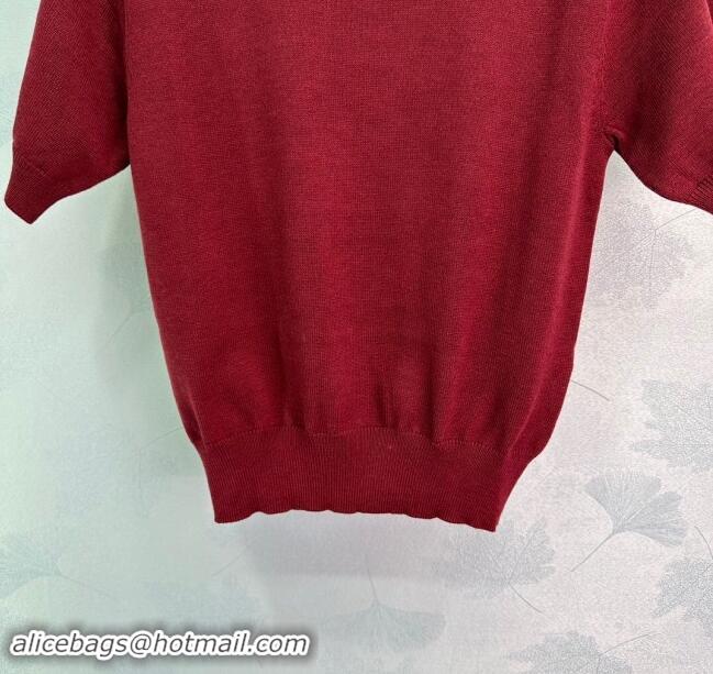 ​Top Design Miu Miu Sweater M92513 Burgundy 2024