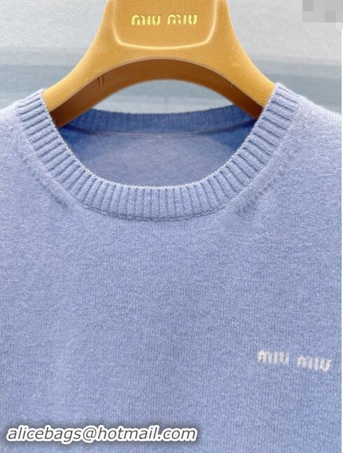 ​Luxurious Miu Miu Cashmere Cardigan M92514 Blue 2024