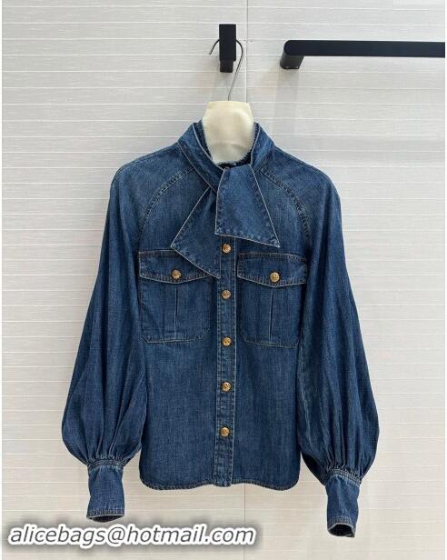 Buy Fashionable Zimmermann Denim Shirt Z92528 Blue 2024