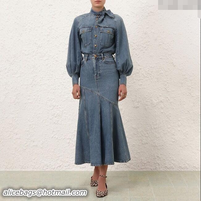 Reasonable Price Zimmermann Denim Shirt Z92529 Blue 2024