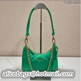 Buy Discount Prada Re-Edition Quilted Nylon Hobo mini bag 1BC204 Green 2023