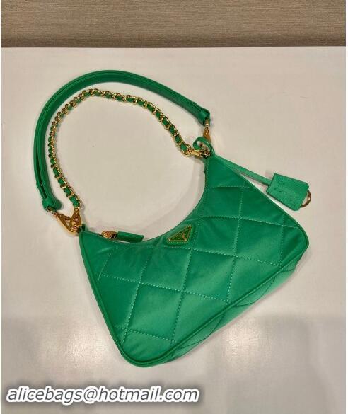 Buy Discount Prada Re-Edition Quilted Nylon Hobo mini bag 1BC204 Green 2023