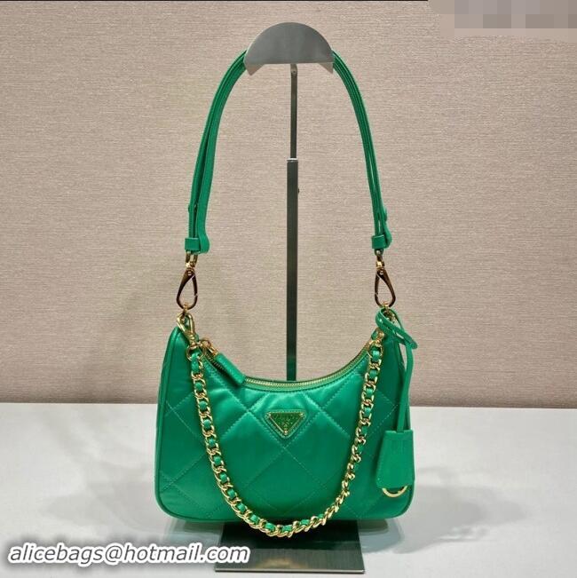 Buy Discount Prada Re-Edition Quilted Nylon Hobo mini bag 1BC204 Green 2023