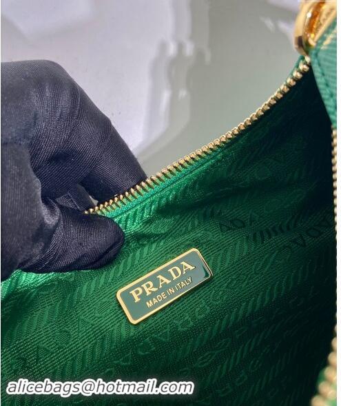 Buy Discount Prada Re-Edition Quilted Nylon Hobo mini bag 1BC204 Green 2023