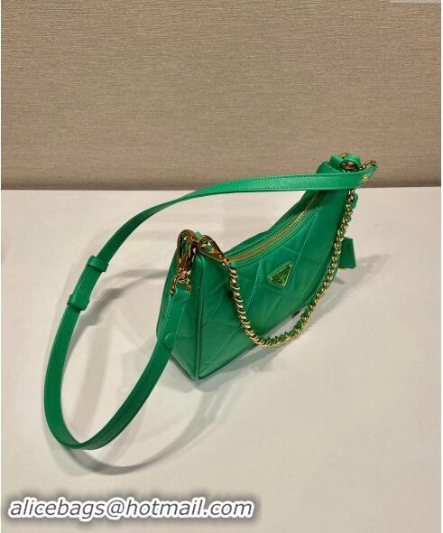 Buy Discount Prada Re-Edition Quilted Nylon Hobo mini bag 1BC204 Green 2023