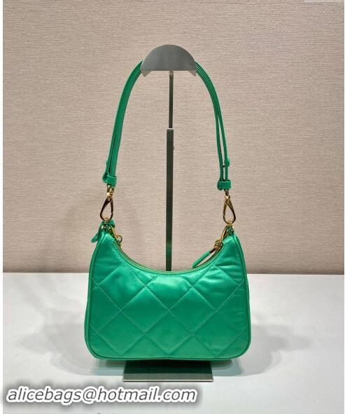 Buy Discount Prada Re-Edition Quilted Nylon Hobo mini bag 1BC204 Green 2023