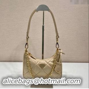 Popular Style Prada Re-Edition Quilted Nylon Hobo mini bag 1BC204 Beige 2023