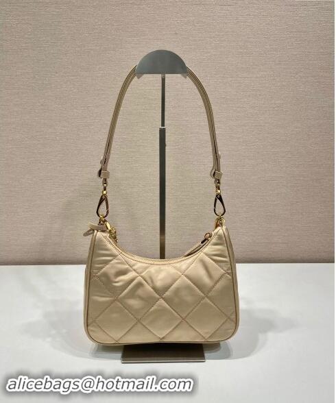 Popular Style Prada Re-Edition Quilted Nylon Hobo mini bag 1BC204 Beige 2023