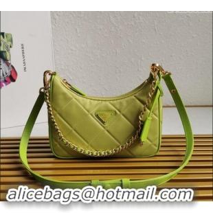 Promotional Prada Re-Edition Quilted Nylon Hobo mini bag 1BC204 Neon Green 2023