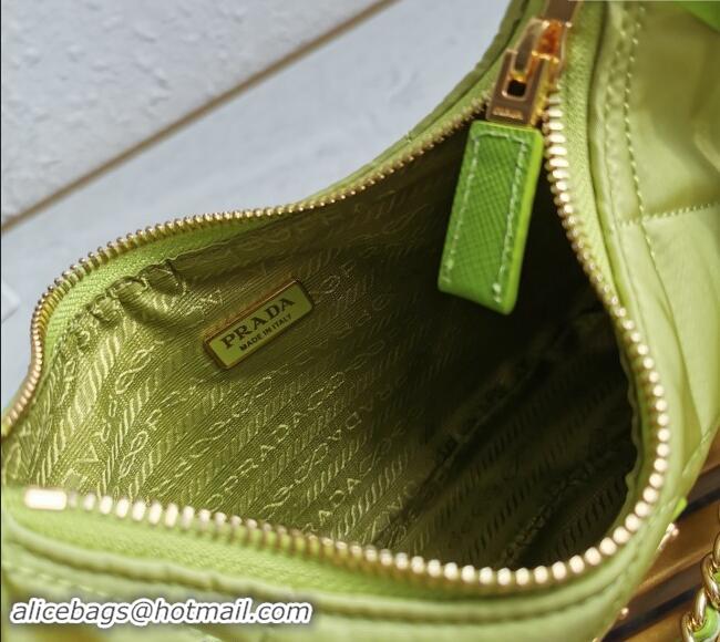 Promotional Prada Re-Edition Quilted Nylon Hobo mini bag 1BC204 Neon Green 2023