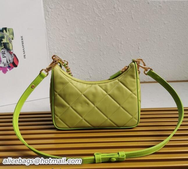 Promotional Prada Re-Edition Quilted Nylon Hobo mini bag 1BC204 Neon Green 2023