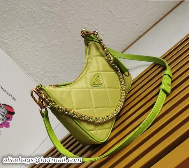 Promotional Prada Re-Edition Quilted Nylon Hobo mini bag 1BC204 Neon Green 2023