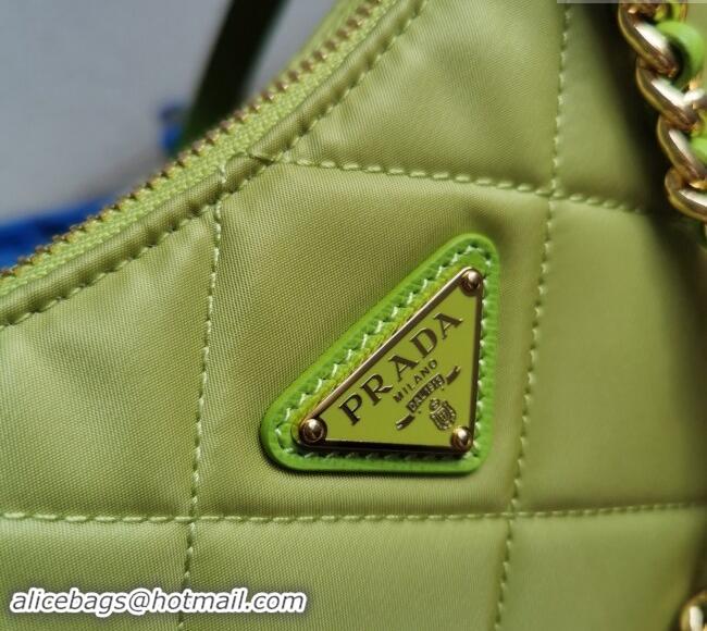 Promotional Prada Re-Edition Quilted Nylon Hobo mini bag 1BC204 Neon Green 2023