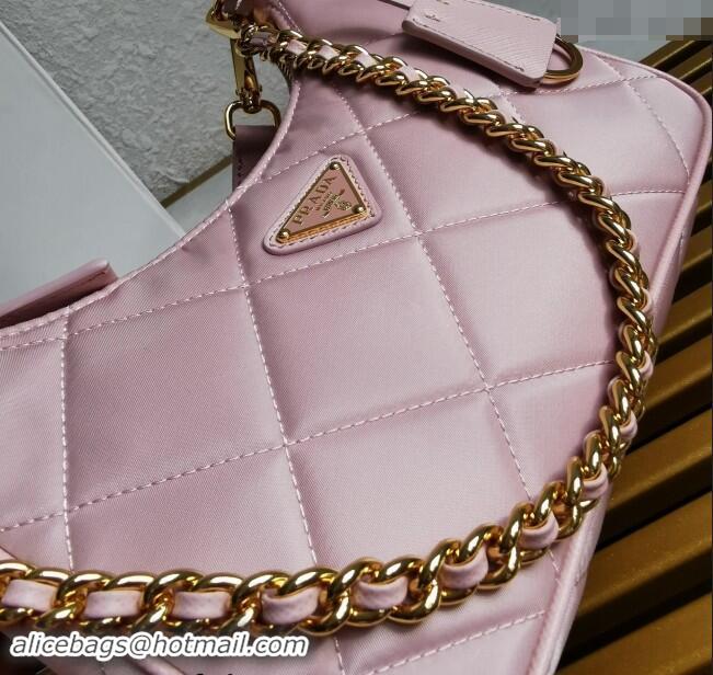 Top Grade Prada Re-Edition Quilted Nylon Hobo mini bag 1BC204 Light Pink 2023