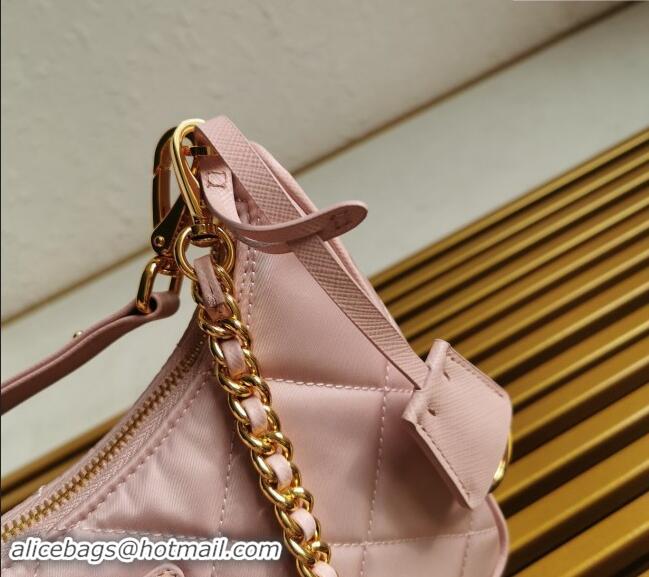 Top Grade Prada Re-Edition Quilted Nylon Hobo mini bag 1BC204 Light Pink 2023