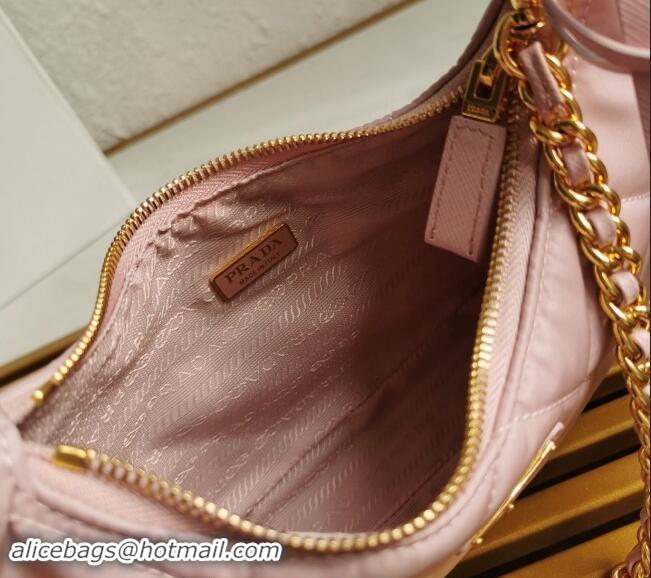 Top Grade Prada Re-Edition Quilted Nylon Hobo mini bag 1BC204 Light Pink 2023