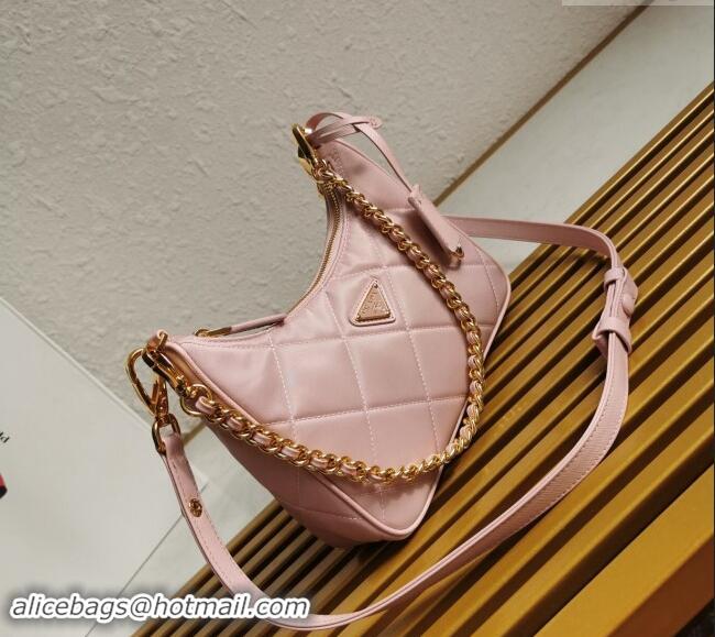 Top Grade Prada Re-Edition Quilted Nylon Hobo mini bag 1BC204 Light Pink 2023