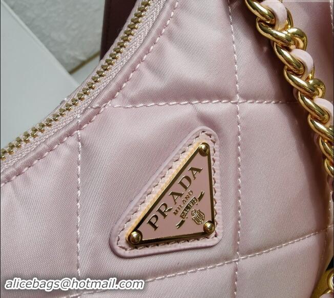 Top Grade Prada Re-Edition Quilted Nylon Hobo mini bag 1BC204 Light Pink 2023