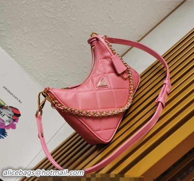 Top Quality Prada Re-Edition Quilted Nylon Hobo mini bag 1BC204 Pink 2023