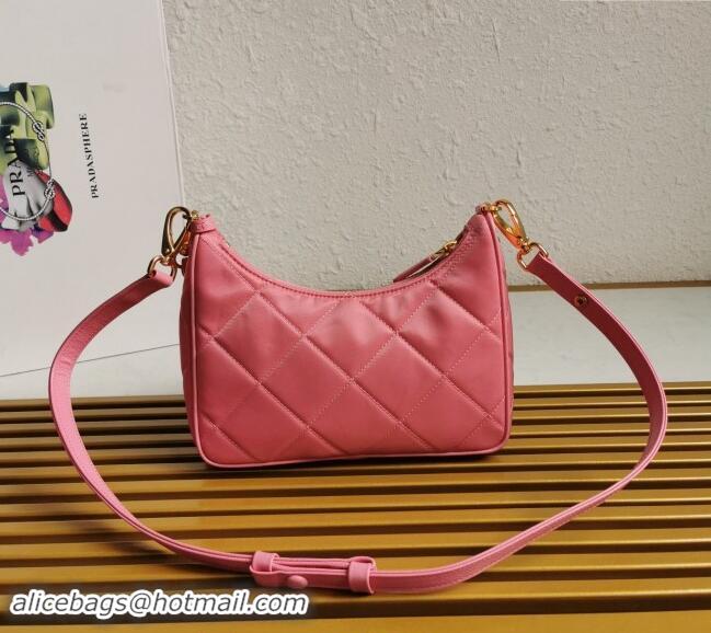 Top Quality Prada Re-Edition Quilted Nylon Hobo mini bag 1BC204 Pink 2023